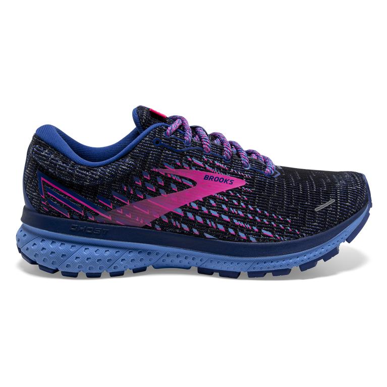 Brooks Ghost 13 Women's Road Running Shoes - Ebony Grey/Blue/Pink (09257-EZTV)